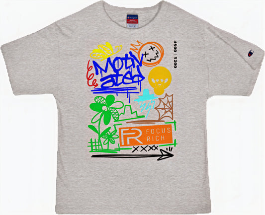 CHAMPION x FOCUS RICH "MOTIVATED" T-SHIRT (GRAY)